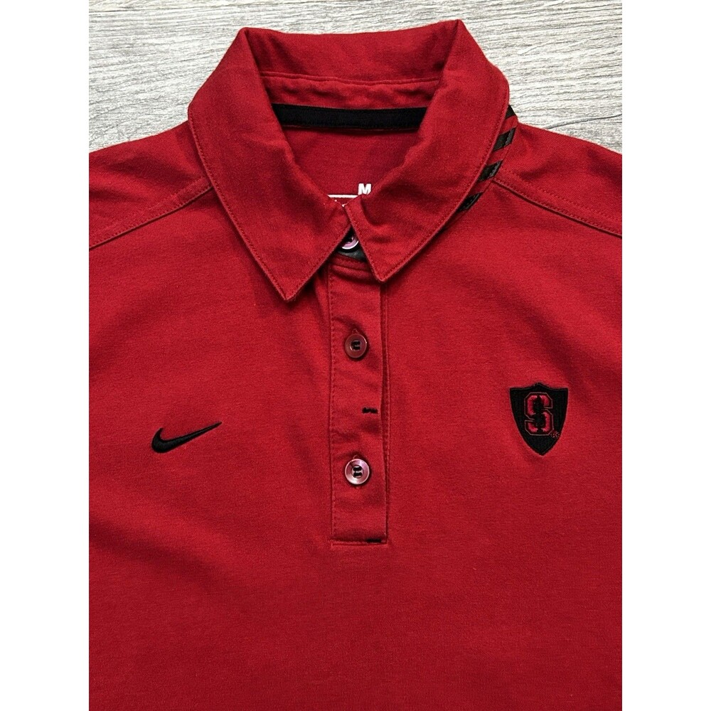 Nike Women's Medium Red Stanford Cardinal Polo Shirt Y2K Vintage Retro 2009 EUC - Picture 2 of 10